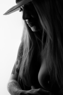 Close-up fine art nude back view in monochrome